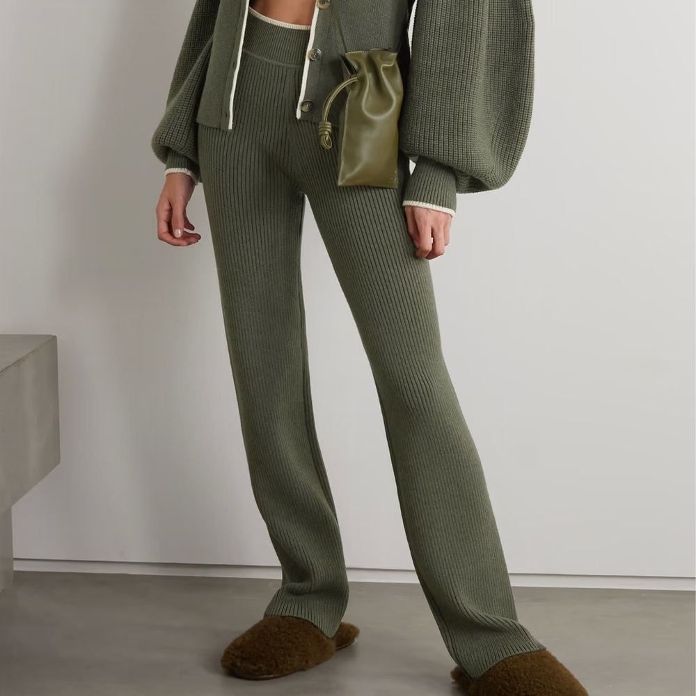 Loewe Olive Green Wide Leg Pants